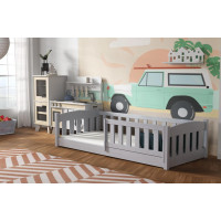 Detská Montessori posteľ z masívu borovice BEN - 200x90 cm - ŠEDÁ