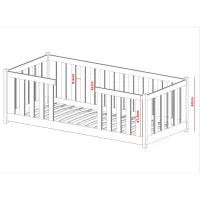Detská Montessori posteľ z masívu borovice FERDA - 200x90 cm - ŠEDÁ