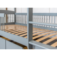 Detská poschodová posteľ z masívu so šuplíkmi ILONA - 200x90 cm - ŠEDÁ