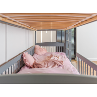 Detská poschodová posteľ z masívu so šuplíkmi ILONA - 200x90 cm - ŠEDÁ