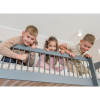 Detská poschodová posteľ z masívu so šuplíkmi ILONA - 200x90 cm - ŠEDÁ