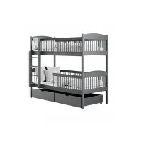 Detská poschodová posteľ z masívu so šuplíkmi ILONA - 200x90 cm - GRAFITOVÁ