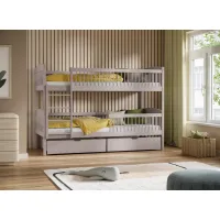 Detská poschodová posteľ z masívu so šuplíkmi ILONA - 200x90 cm - KAŠMÍROVÁ
