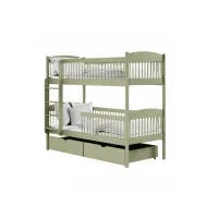 Detská poschodová posteľ z masívu so šuplíkmi ILONA - 200x90 cm - OLIVOVO ZELENÁ