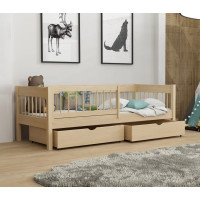 Detská posteľ z masívu borovice LUNARI so šuplíkmi - 200x90 cm - PRÍRODNÁ BOROVICA