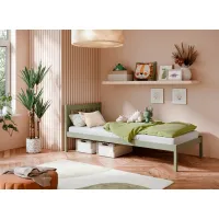 Detská posteľ z masívu borovice MARTIN - 200x90 cm - olivovo zelená