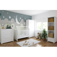 Detská postieľka so šuplíkom LITTLE HOUSE 120x60 cm - BIELA