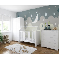 Detská postieľka so šuplíkom LITTLE HOUSE 120x60 cm - BIELA