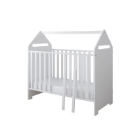 Detská postieľka so šuplíkom LITTLE HOUSE 120x60 cm - BIELA