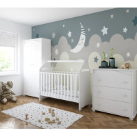 Detská postieľka so šuplíkom LITTLE HOUSE 120x60 cm - BIELA