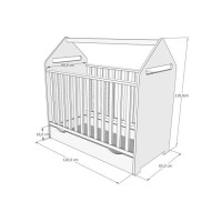 Detská postieľka so šuplíkom LITTLE HOUSE 120x60 cm - BIELA