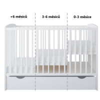 Detská postieľka so šuplíkom LITTLE HOUSE 120x60 cm - BIELA