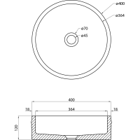 Sapho ISPIR betónové umývadlo vrátane výpuste, 40cm, čierny granit AR476