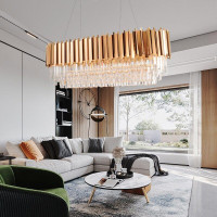 Stropné krištáľové svietidlo ROCK long - 60x30 cm - zlaté