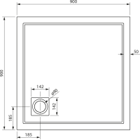 Gelco XENA sprchová vanička z liateho mramoru, štvorec 90x90cm, biela HX009