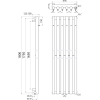 Sapho PILON vykurovacie teleso 418x1800mm, so šiestimi háčikmi pre uterák, biela mat IZ131T
