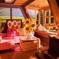 RoboTime 3D drevená skladačka Miniatúra domčeka Útulná lesná chata