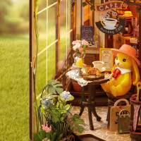 RoboTime 3D skladačka Zarážka na knihy Miniatúra domčeka Prázdninová kaviareň