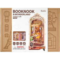 RoboTime 3D skladačka Zarážka na knihy Miniatúra domčeka Prázdninová kaviareň