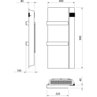 Sapho ONSEN EVO elektrické vykurovacie teleso 400x900mm, 1000 W, antracit ONS10011