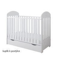 Detská postieľka so šuplíkom LITTLE SISI 120x60 cm - BIELA