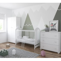 Detská postieľka so šuplíkom LITTLE TIMON 120x60 cm - BIELA