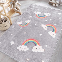 Detský kusový koberec HONOR New - Dúha - šedý