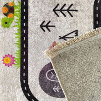 Detský kusový koberec HONOR New - Putovanie za zvieratkami - šedý