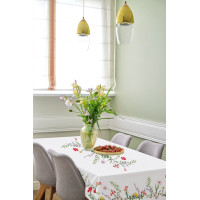 Veľkonočný obrus BLISS Kvety - 130x180 cm - biely