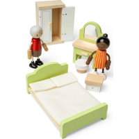 Bigjigs Toys Drevený nábytok do domčeka pre bábiky Spálňa