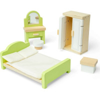 Bigjigs Toys Drevený nábytok do domčeka pre bábiky Spálňa