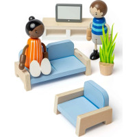 Bigjigs Toys Drevený nábytok do domčeka pre bábiky Obývacia izba