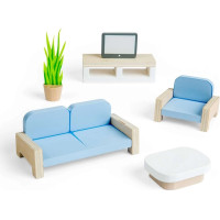 Bigjigs Toys Drevený nábytok do domčeka pre bábiky Obývacia izba