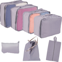 Organizéry do kufra - cestovná sada 7 kusov doplnkov - šedá