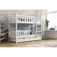 Detská poschodová posteľ z masívu borovice KAREL so šuplíkmi - 200x90 cm