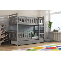 Detská poschodová posteľ z masívu borovice KAREL so šuplíkmi - 200x90 cm