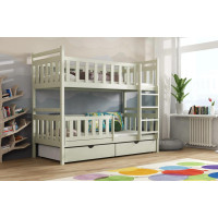 Detská poschodová posteľ z masívu borovice KAREL so šuplíkmi - 200x90 cm