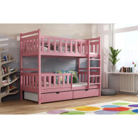 Detská poschodová posteľ z masívu borovice KAREL so šuplíkmi - 200x90 cm