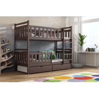 Detská poschodová posteľ z masívu borovice KAREL so šuplíkmi - 200x90 cm