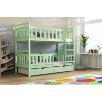 Detská poschodová posteľ z masívu borovice KAREL so šuplíkmi - 200x90 cm