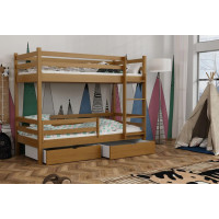 Detská poschodová posteľ z masívu borovice LEGEND PLUS so šuplíkmi - 200x90 cm