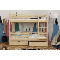 Detská poschodová posteľ z masívu borovice LEGEND PLUS so šuplíkmi - 200x90 cm