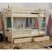 Detská poschodová posteľ z masívu borovice LEGEND PLUS so šuplíkmi - 200x90 cm