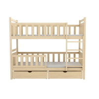 Detská poschodová posteľ z masívu borovice KAREL so šuplíkmi - 200x90 cm