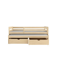 Detská posteľ z masívu borovice JOLANA s prístelkou a šuplíky - 200x90 cm