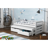 Detská posteľ z masívu borovice JOLANA s prístelkou a šuplíky - 200x90 cm