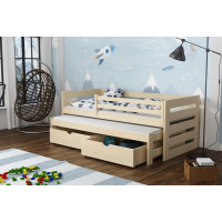 Detská posteľ z masívu borovice JOLANA s prístelkou a šuplíky - 200x90 cm