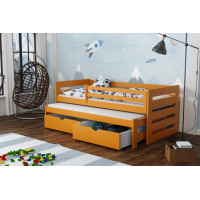 Detská posteľ z masívu borovice JOLANA s prístelkou a šuplíky - 200x90 cm