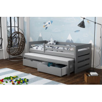Detská posteľ z masívu borovice JOLANA s prístelkou a šuplíky - 200x90 cm