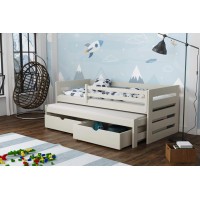 Detská posteľ z masívu borovice JOLANA s prístelkou a šuplíky - 200x90 cm
